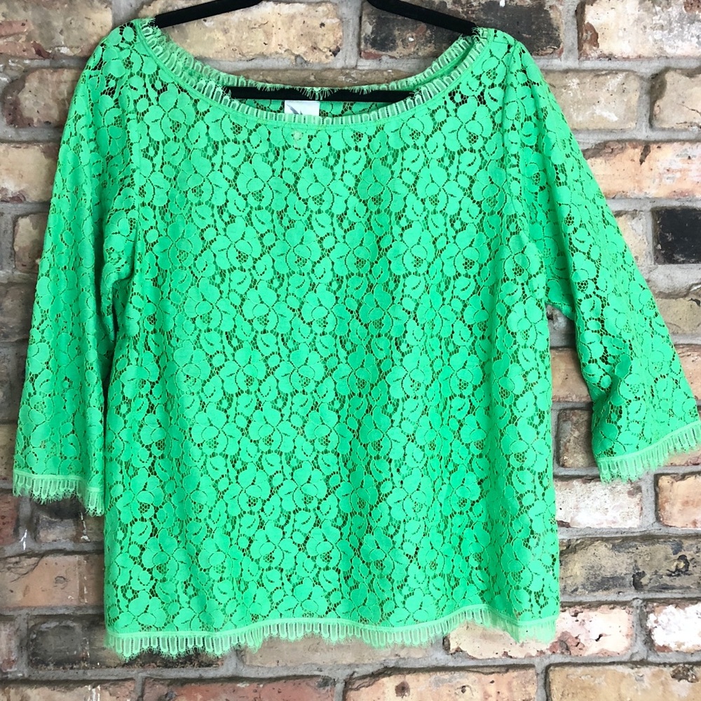 Anthropologie Weston Wear Green Lace Top